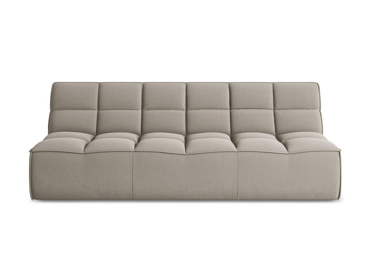 3-SITZER SOFA Samt Stoff Grau - Taupe/Schwarz, Kunststoff/Textil (210/75/93cm) - Makamii