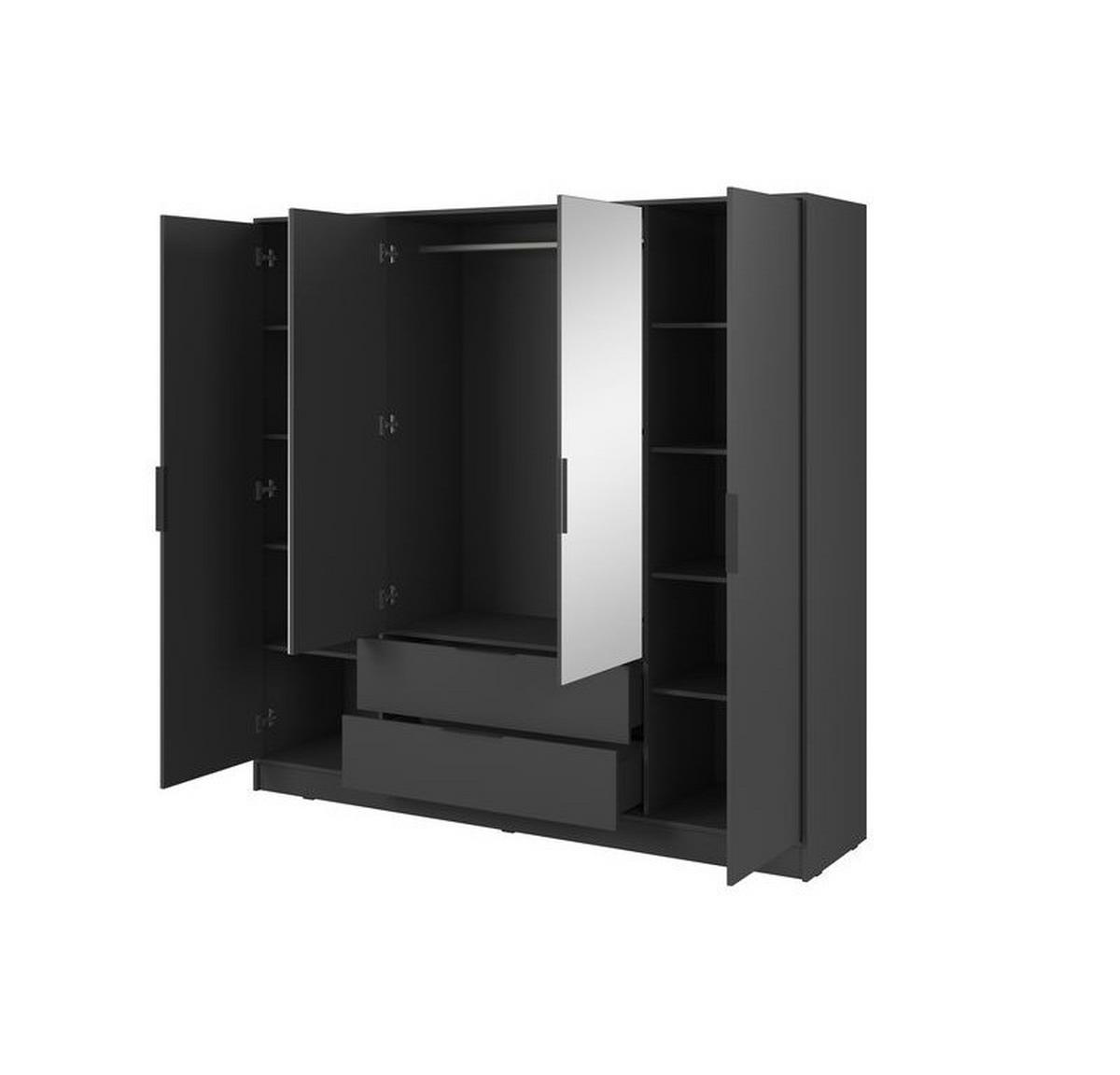 KLEIDERSCHRANK – 206 cm – Kelly – Graphitfarben - Graphitfarben, Holzwerkstoff (206/200/51cm) - hi-markt