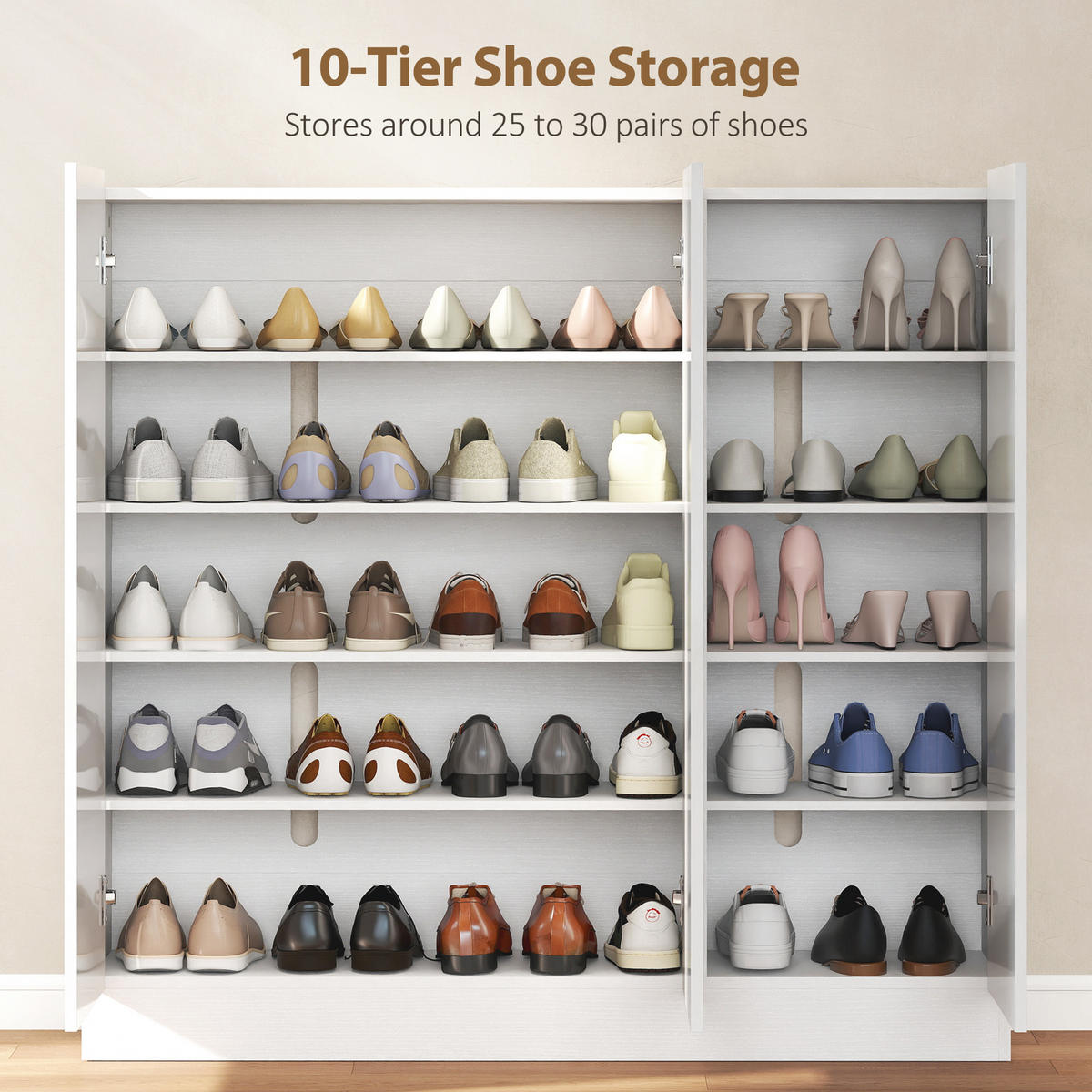SCHUHSCHRANK Weiß 34.0/106.4/108.5 cm - Weiß, Holzwerkstoff (106.4/108.5/34cm)