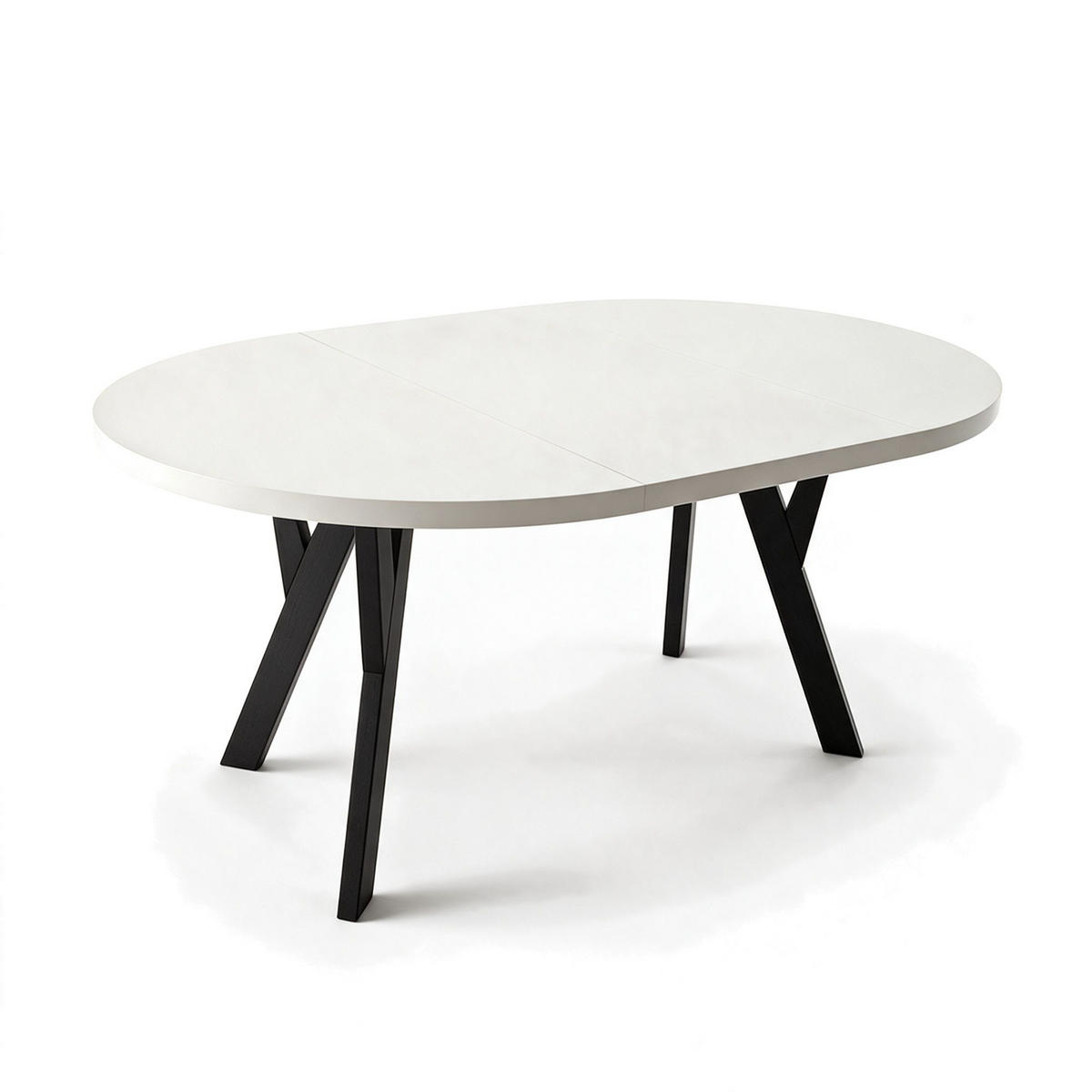 ESSTISCH ausziehbar rund 90-190 cm ATO Weiß, Auszugstisch mit Einlegeplatte - Schwarz/Weiß, Holzwerkstoff (90/90/77cm) - VENASI MÖBEL