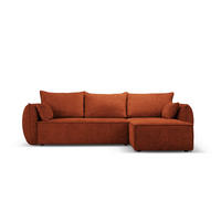 AUSKLAPPBARES-ECKSOFA rechts mit Container Kaelle aus Chenille-Stoff terrakotta 4 Sitzplätze - Terracotta, Textil (165/252cm) - Micadoni