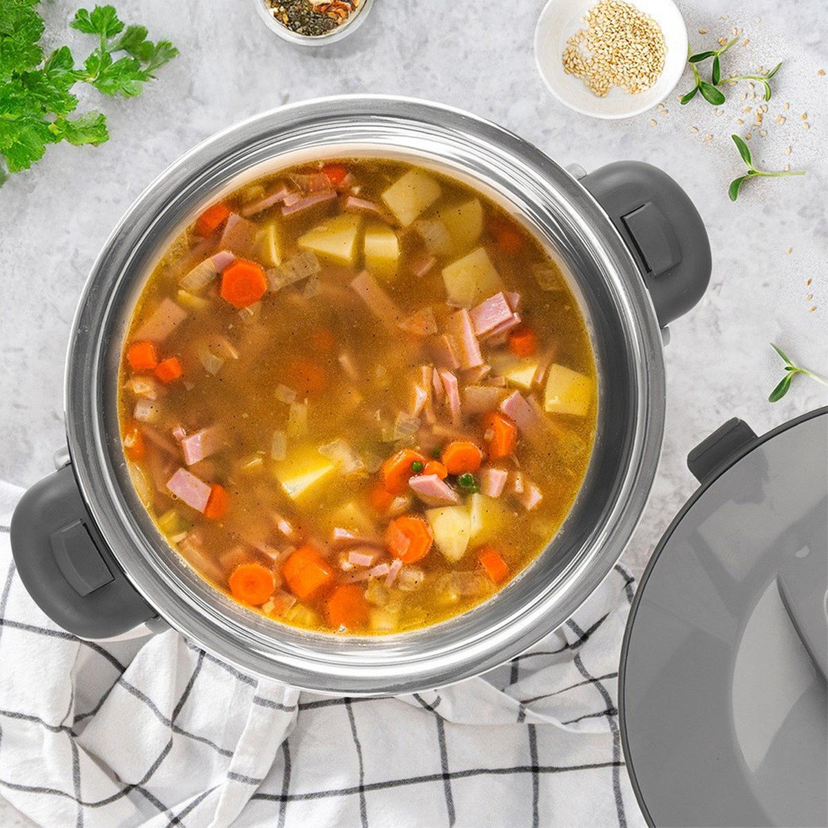 MITTAGSTHERMOSKANNE Termo Edelstahl 3,5 l - Grau, Kunststoff (31/16/24cm) - Orion 