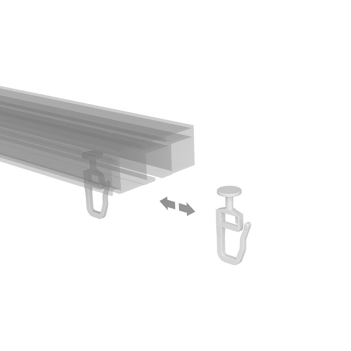 FALTENGLEITER RUNDKOPF 9 MM Ø MIT FALTENHAKEN für Innenläufe / Gardinenschienen bis Nutbreite 5,6 mm, Packung 100 Stück - Weiß, Kunststoff (1.1/2.9/1cm) - INTERDECO