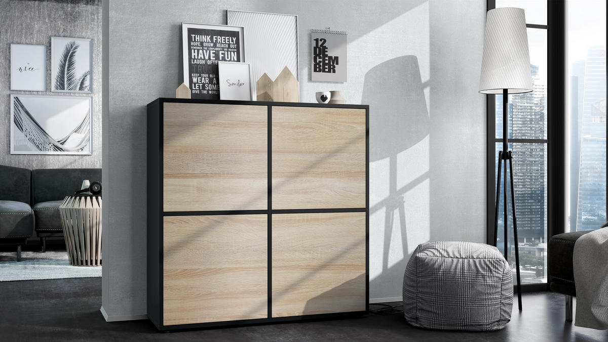 HIGHBOARD Cuba Türen in Eiche sägerau - Eiche San Remo, Holzwerkstoff (104/105.5/35.5cm) - Vladon
