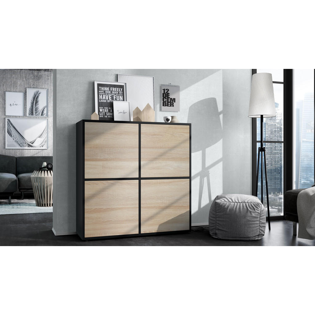 Thumbnail - Vladon Highboard, Eiche San Remo, Holzwerkstoff, 104x105.5x35.5 cm, Wohnzimmer, Kommoden & Sideboards, Highboards