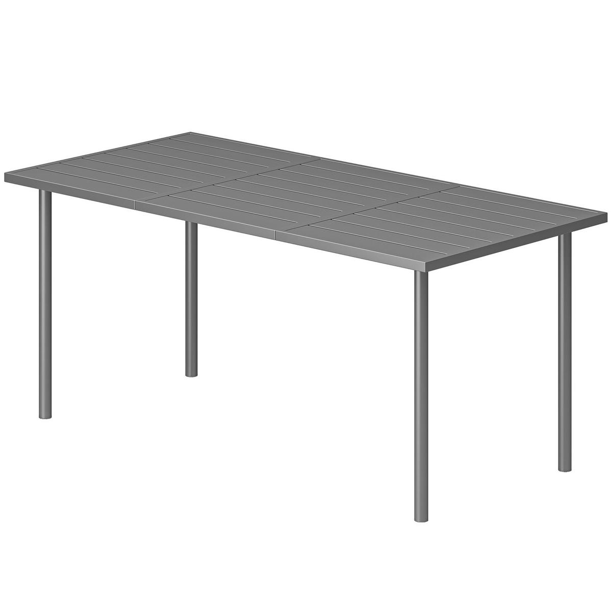 GARTENTISCH DE-07328 mit Lamellen-Tischplatte für 6 Personen Rechteckig - Dunkelgrau, Metall (165/80/74cm) - ComfortXL