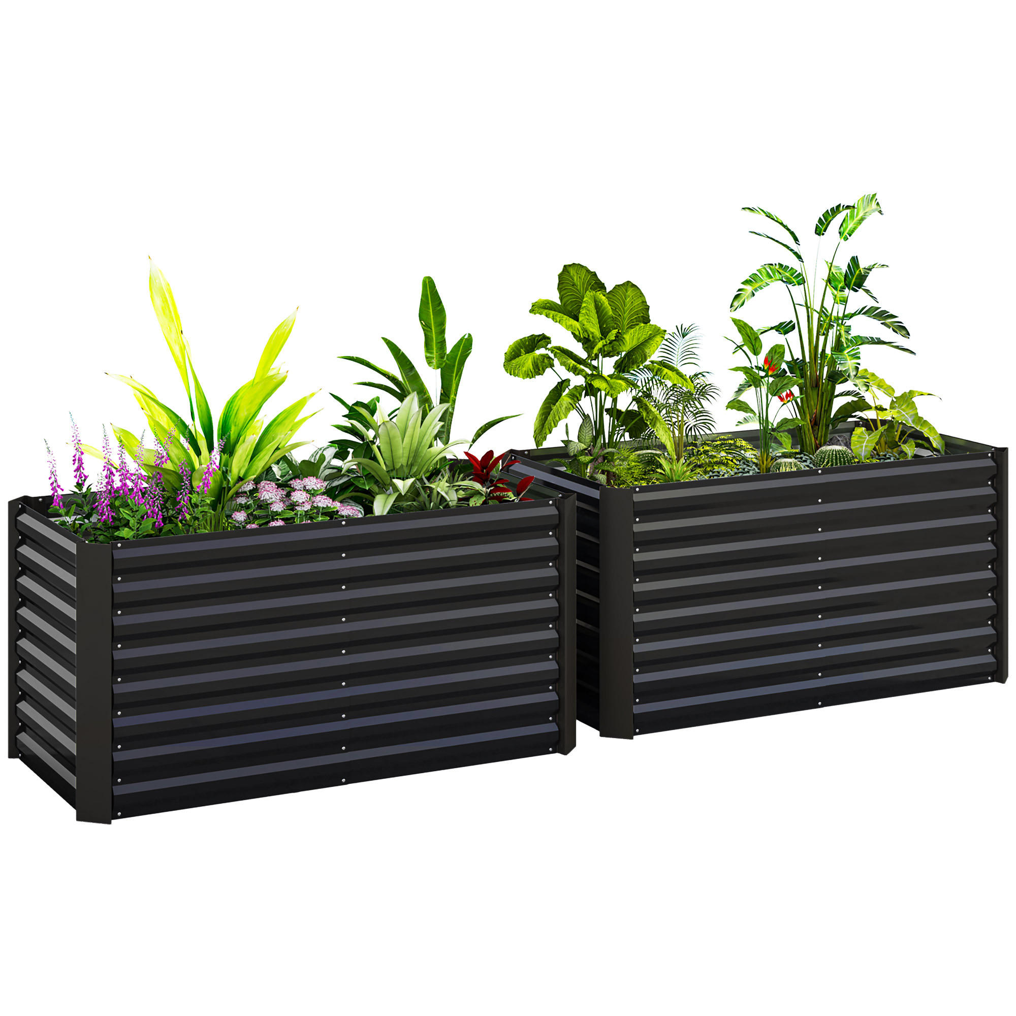 HOCHBEET-SET DE-12168 2er-Set 120/60/60 cm, offener Boden Dunkelgrau - Dunkelgrau, Metall (120/60/60cm) - ComfortXL