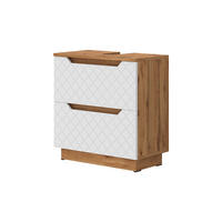 WASCHBECKENUNTERSCHRANK Lotta Eiche/Weiß mit Kachelstruktur 59.8 x 62.5 cm mit 2 Schubladen - Eichefarben/Weiß, Holzwerkstoff (59.8/62.5/32cm) - Vicco