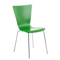 BESUCHERSTUHL Jaron mit Holzsitz und Metallgestell, Farbe: Grün - Chromfarben/Grün, Holz/Metall (43/84/50cm) - TPFLiving