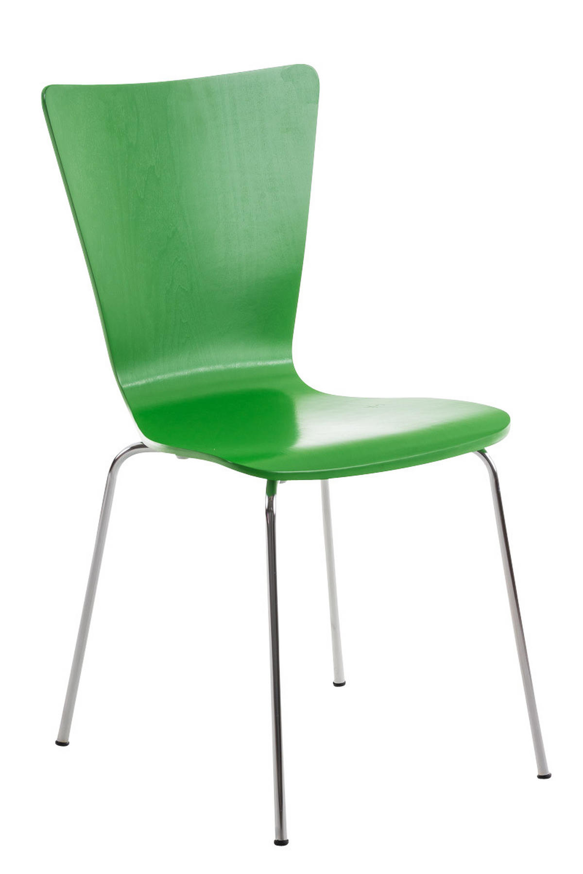 BESUCHERSTUHL Jaron mit Holzsitz und Metallgestell, Farbe: Grün - Chromfarben/Grün, Holz/Metall (43/84/50cm) - TPFLiving