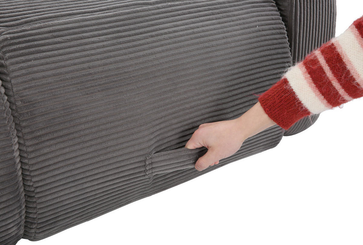 SOFA modular mit Schlaffunktion Cord Grau 3-tlg. - Grau, Kunststoff (115/76/247cm) - Meubliv