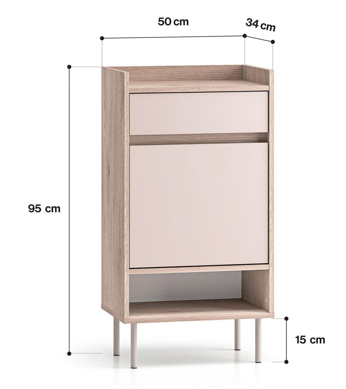 SCHUHSCHRANK Voco Cashmere / Eiche Cremona Terrakotta 50 / 34 / 95cm - Kaschmir/Hellbraun, Holz/Holzwerkstoff (50/95/34cm) - Feldmann-Wohnen