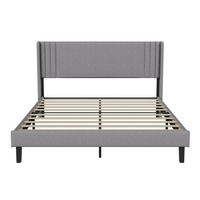 POLSTERBETT 140x200 cm mit Polster-Kopfteil und stabiler Lattenrost - ohne Matratze - Leinenstoff - Grau - Grau, Textil (140/200cm) - DELFA