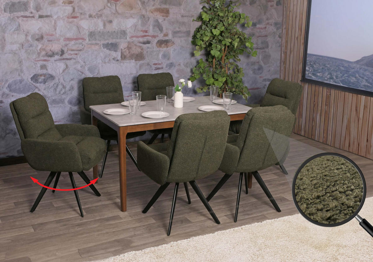 ESSZIMMERSTUHL Grün 6er-Set - Grün, Textil (62/92/68cm) - MCW