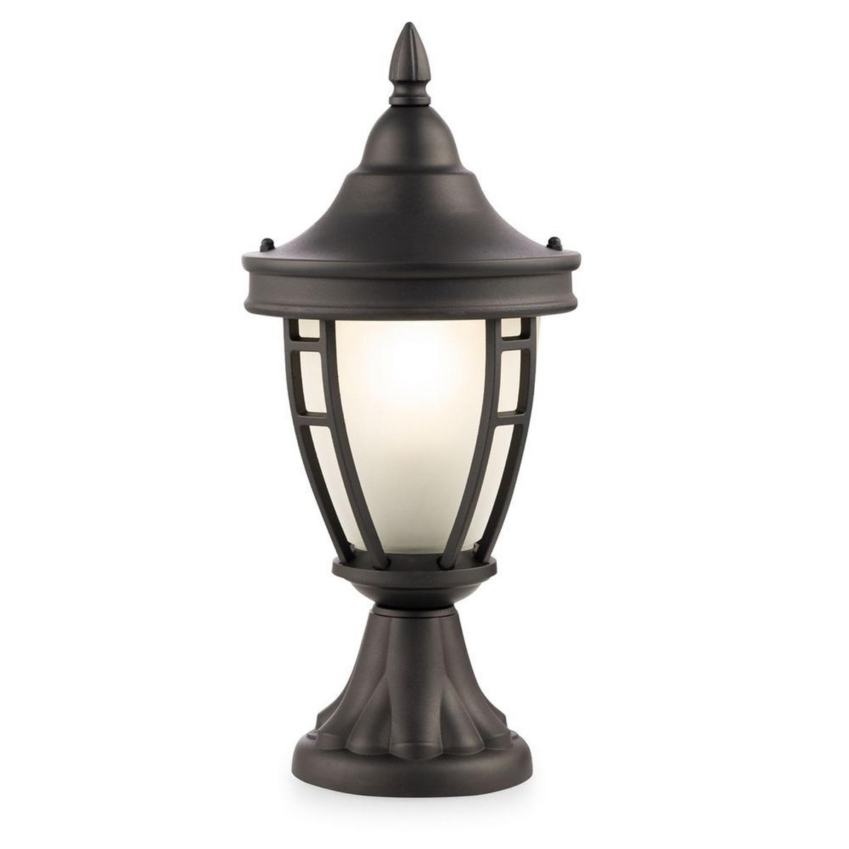 STEHLAMPE Metall Schwarz Wetterfest - Schwarz, Glas (18.2/18.2/40.5cm)