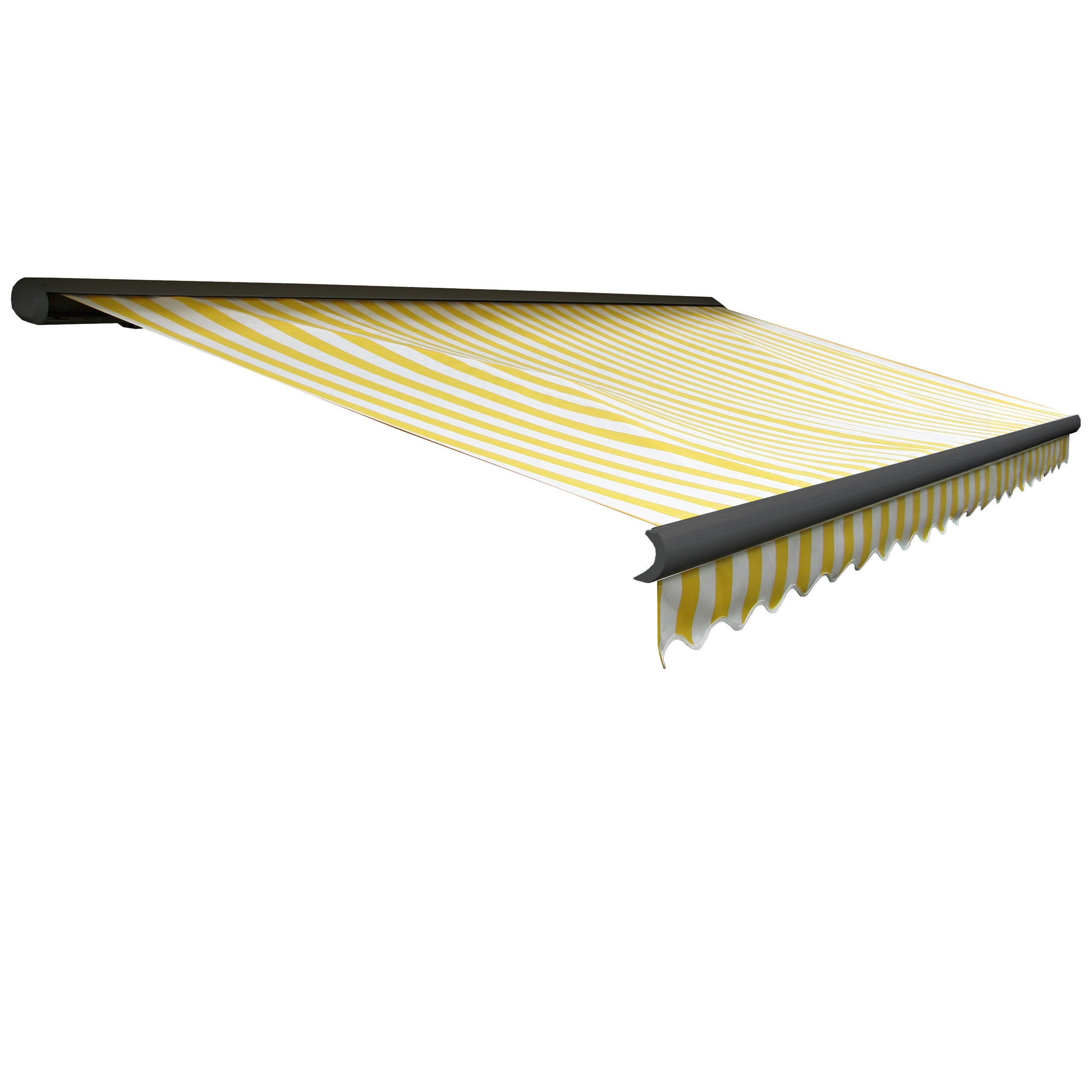 KASSETTEN-MARKISE MIT VOLANT Gelb, Weiß, Anthrazit - Gelb/Anthrazit, Textil (400/23/300cm) - MCW