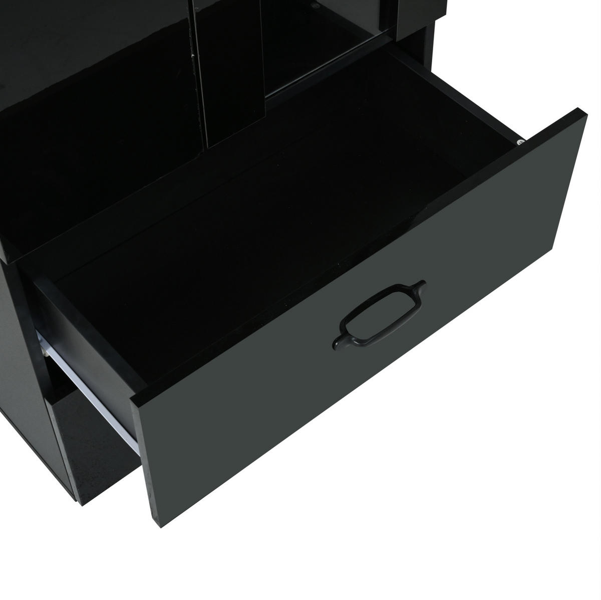 VITRINE 59,5/35/182 cm aus Holzwerkstoff mit LED-Beleuchtung und Acryltür Schwarz - Schwarz, Holzwerkstoff (60/182/35cm) - Modenvie