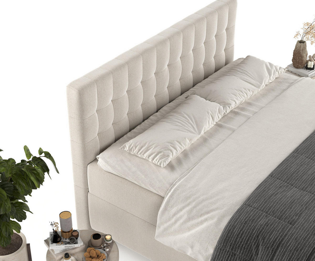 BOXBETT Milo Beige 160/200 cm - Beige/Schwarz, Holz/Holzwerkstoff (160/200cm) - Maison de Reve