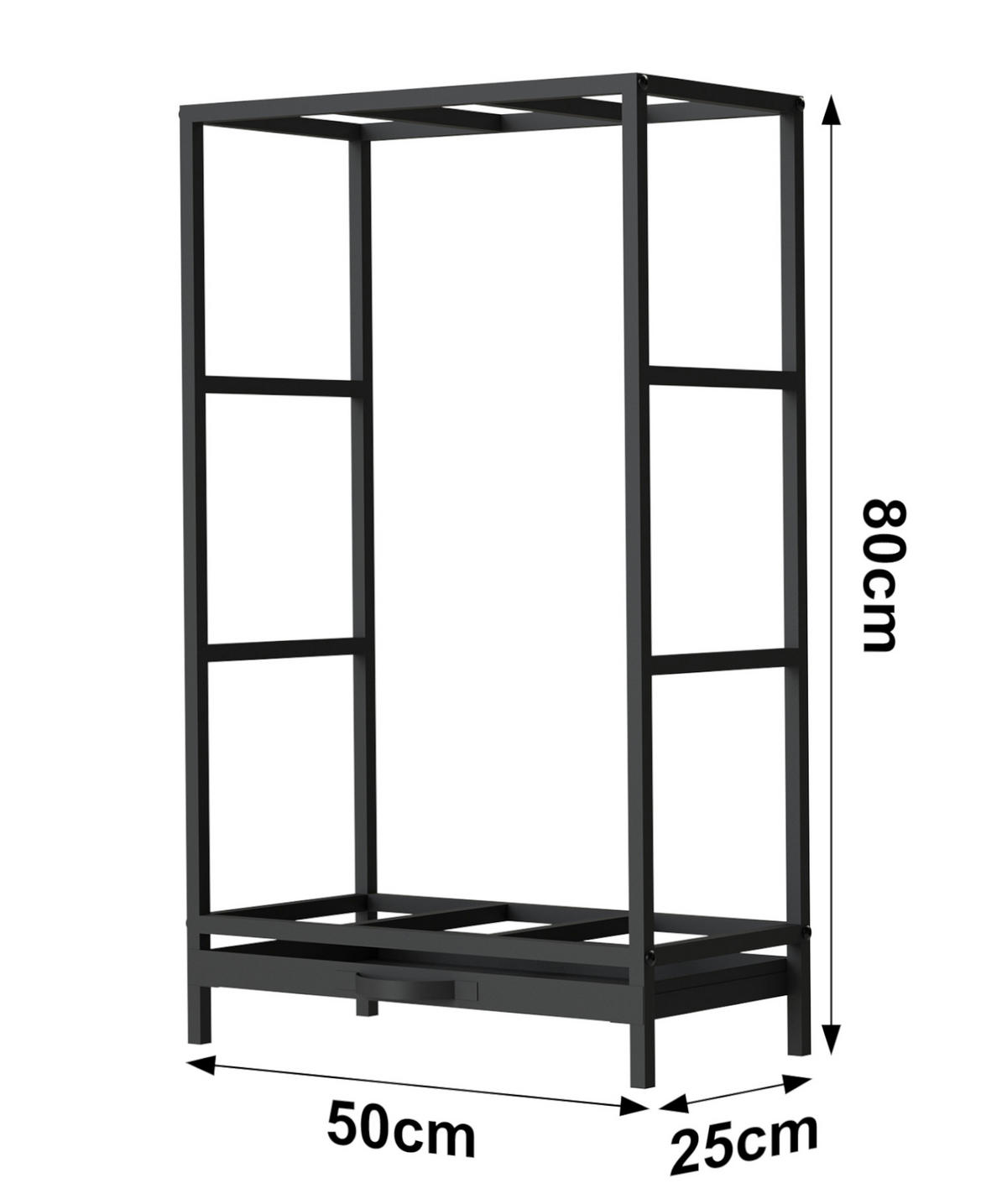 KAMINHOLZREGAL mit Schublade Metall Schwarz 80 cm 96356 - Schwarz, Metall (50/80/25cm) - DanDiBo