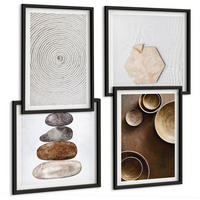 BILDER SET 4er Set - 50x50 cm & 40x60 cm Schwarzer Rahmen - Texturen in der modernen Kunst - Schwarz, Kunststoff (50/50cm) - TULUP