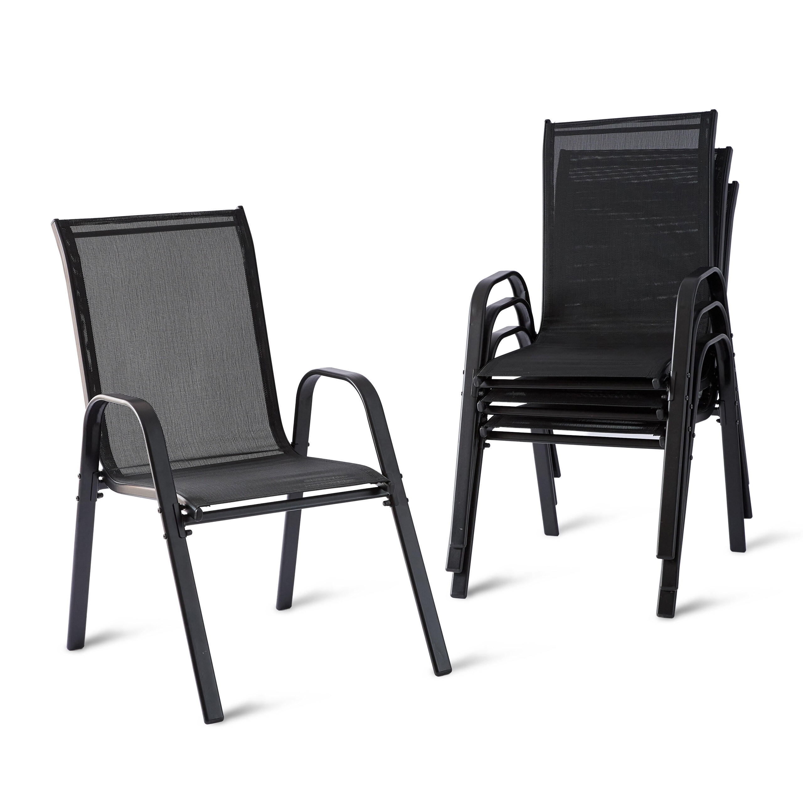 GARTENSTÜHLE-SET - Anthrazit, Kunststoff/Textil (56/90/65cm) - Relaxdays