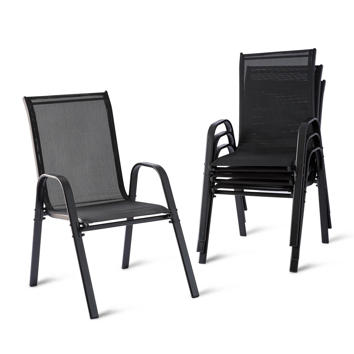 GARTENSTÜHLE-SET - Anthrazit, Kunststoff/Textil (56/90/65cm) - Relaxdays