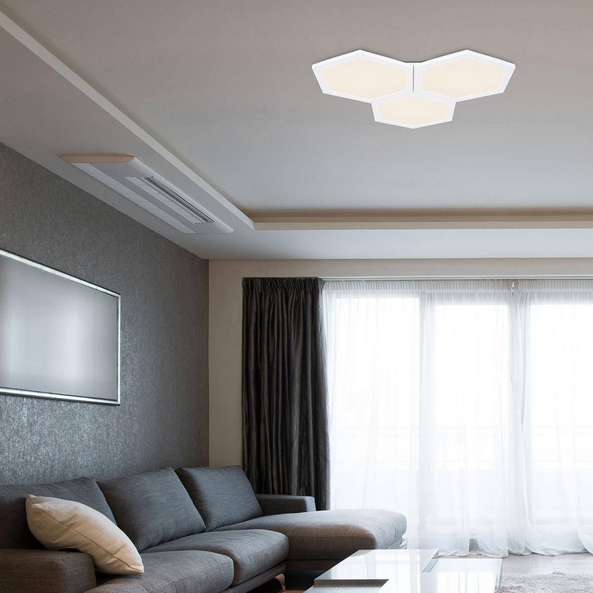 LED DECKENLEUCHTE Metall Weiß Opal - Weiß, Metall (52/52/4.2cm) - Globo Lighting