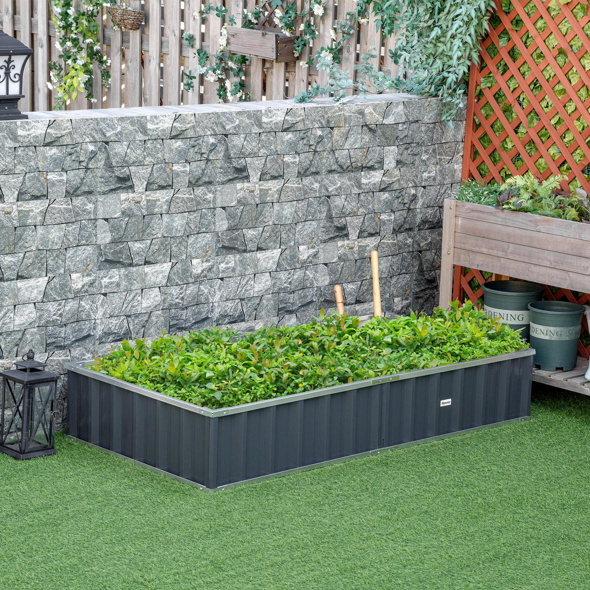 HOCHBEET DE-12109 modular 174/90/30 cm, Montage ohne Werkzeug Anthrazit - Grau, Metall (174/30/90cm) - ComfortXL