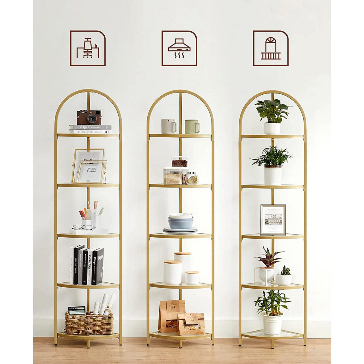 ECKREGAL - Goldfarben, Glas (28/158/28cm) - Hansiro
