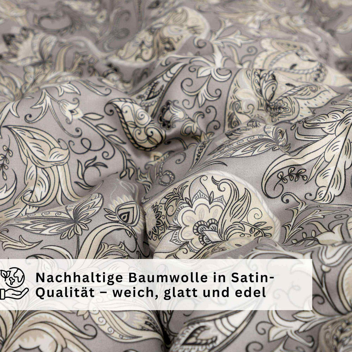 SATIN BETTWÄSCHE SALMLO - Grau, Textil (135/200cm) - Esprit