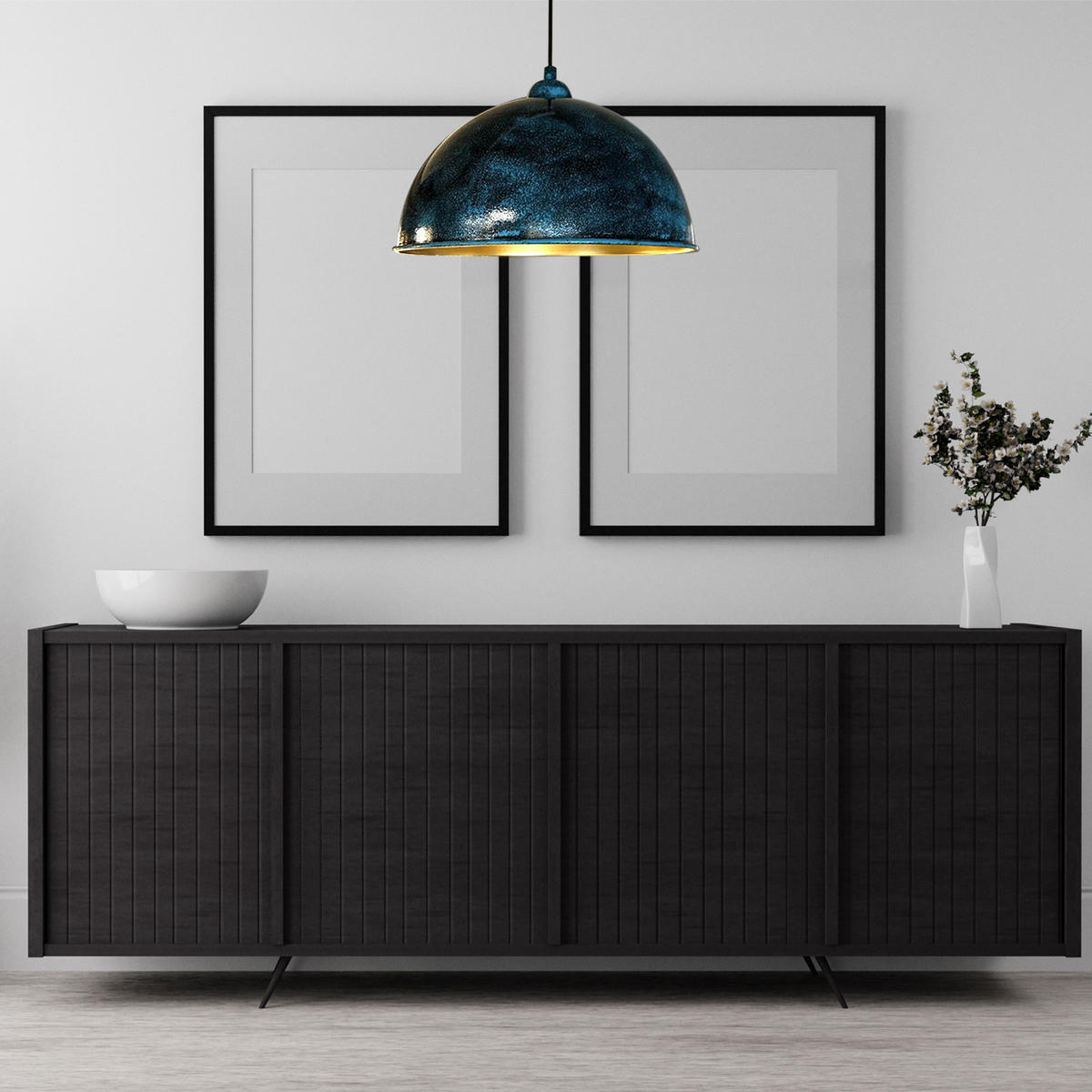 PENDELLEUCHTE Industrielle 30/20 cm - Blau/Goldfarben, Metall (30/20cm) - Bamyum