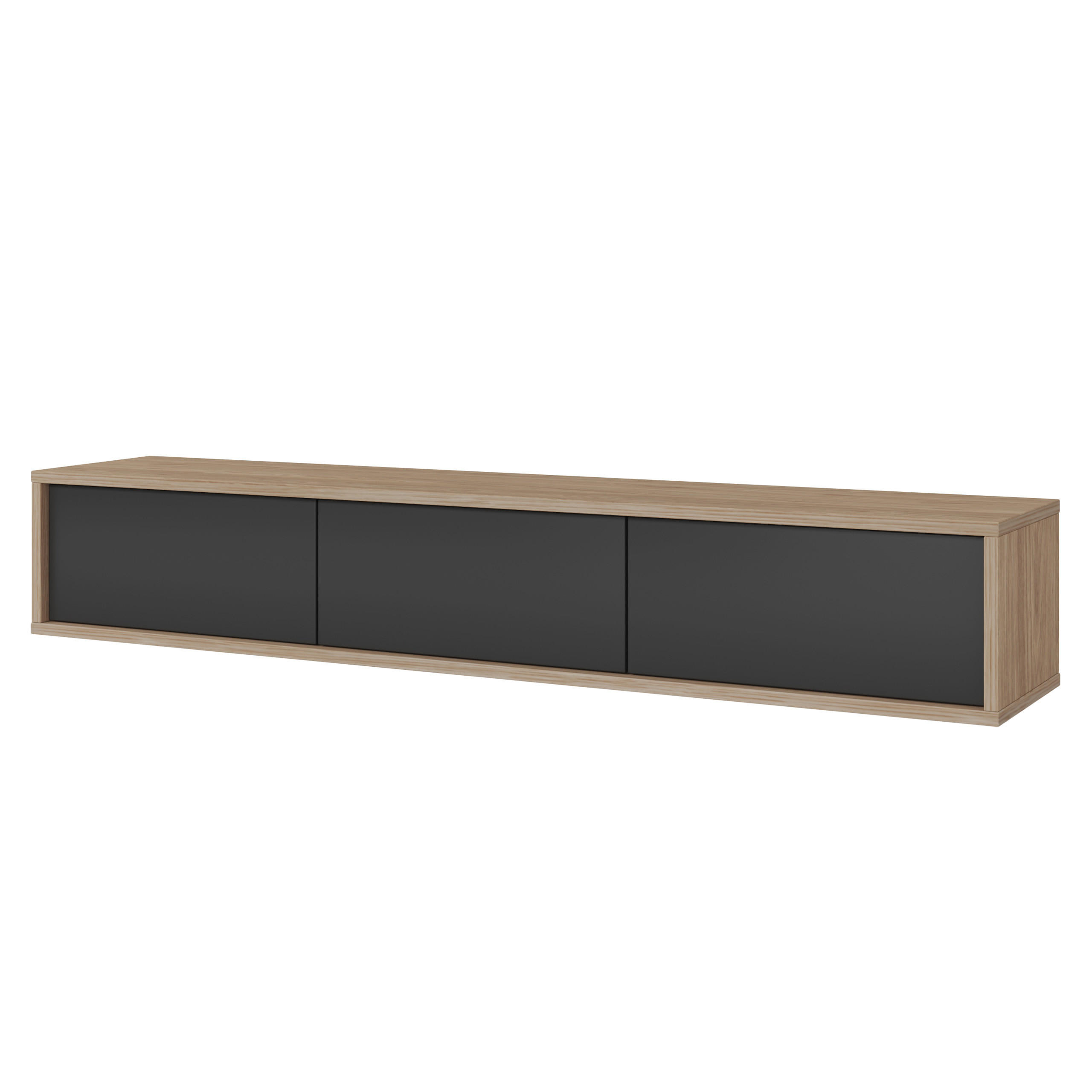 MASSENO LOWBOARD Eiche, Anthrazit 180cm × 36cm × 32cm