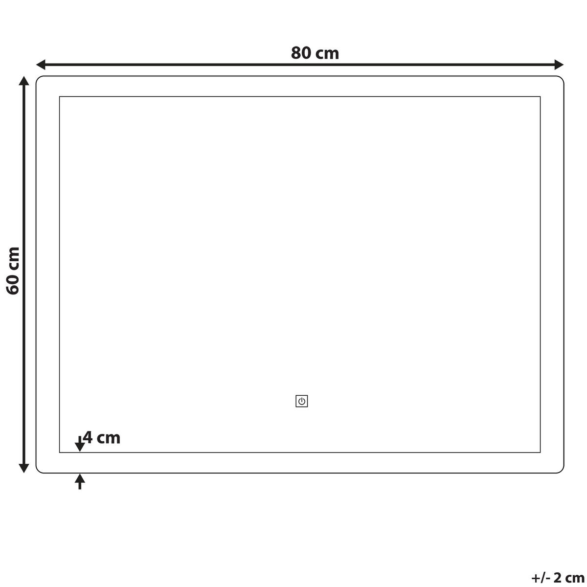 BADSPIEGEL mit LED-Beleuchtung rechteckig 80/60 cm Corroy - Silberfarben, Glas (80/60/3cm) - Beliani