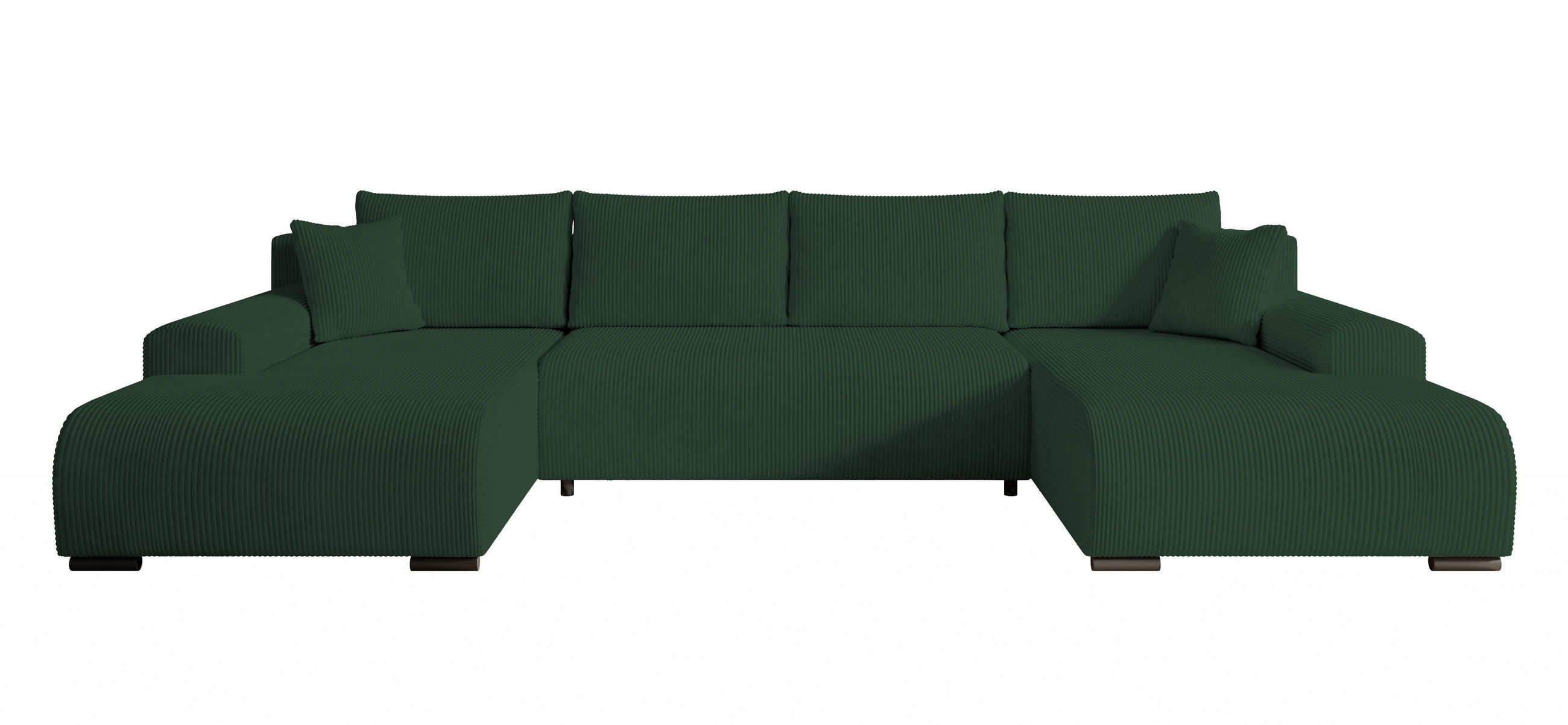 WOHNLANDSCHAFT Nelly U mit Bettkasten und Schlaffunktion, Cordstoff in U-Form - Grün, Textil (349/80/185cm)