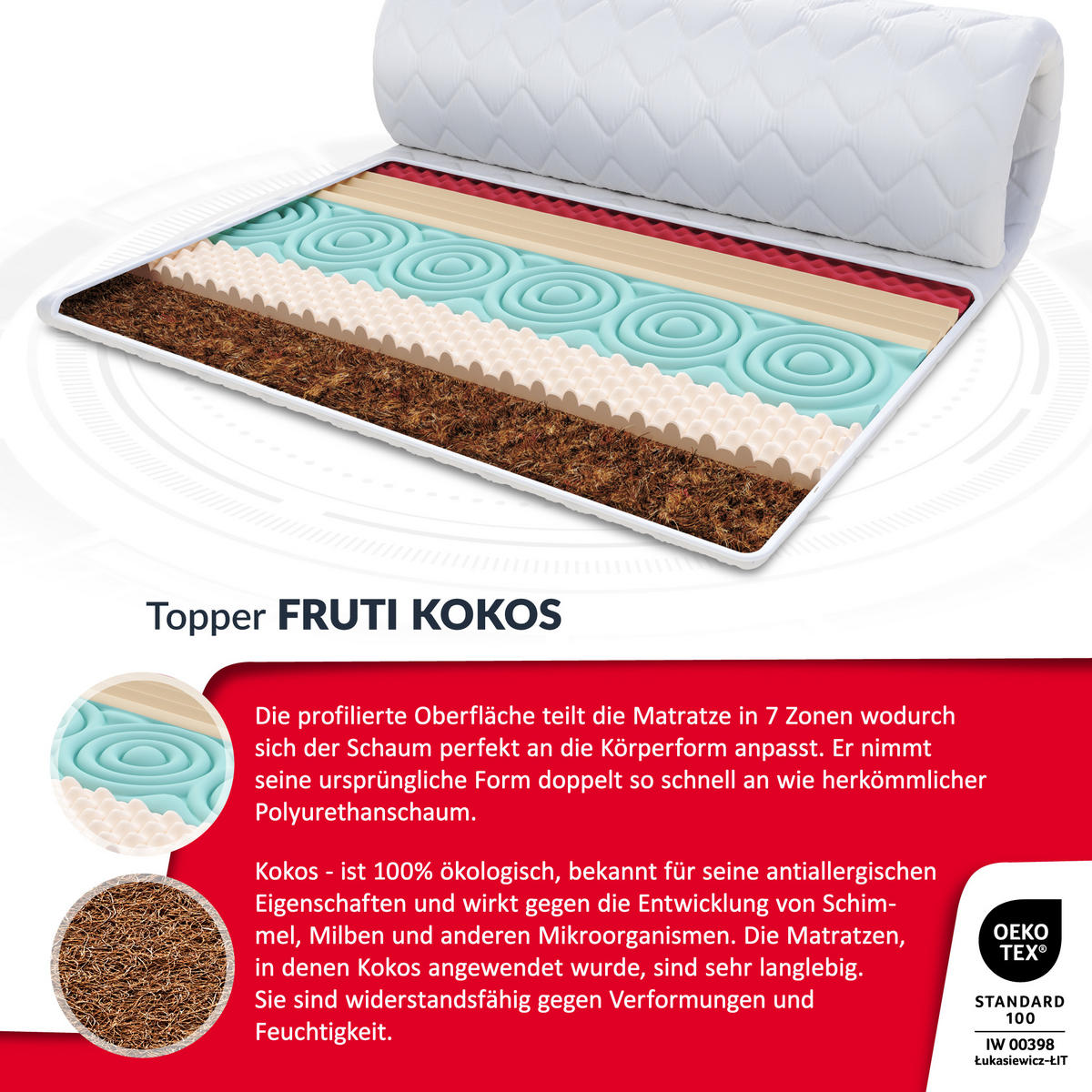 TOPPER Fruti Kokos - Weiß, Textil (80/200cm) - FDM