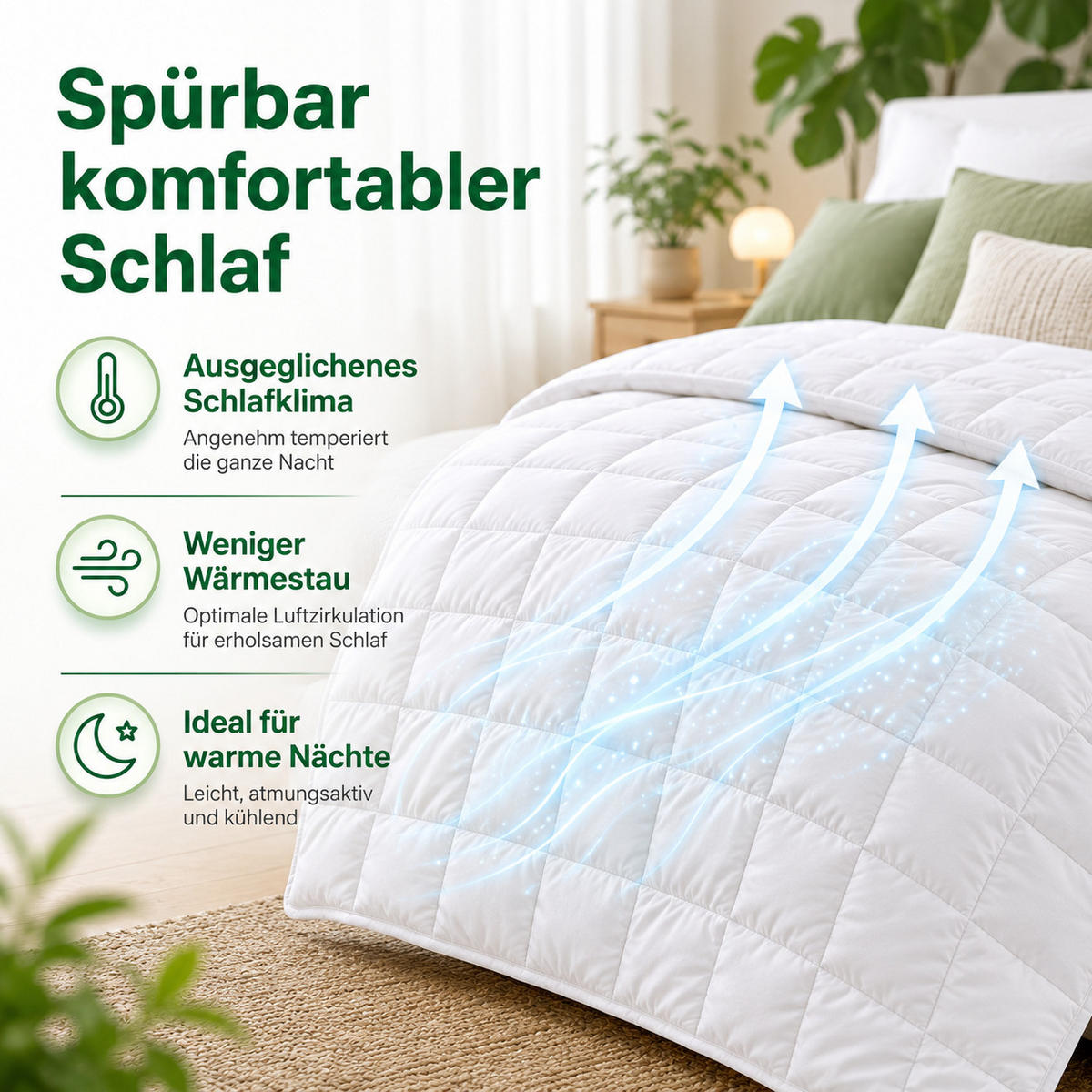 SOMMER Bettdecke 135x200 cm – Leichte Mikrofaser Steppdecke, Atmungsaktiv & Hautfreundlich, Waschbare Sommerdecke in Weiß - Weiß, Textil (135/200cm) - Schlaftroll