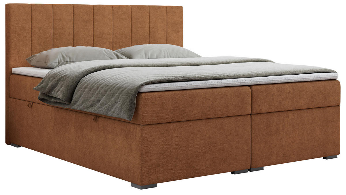 BOXBETT LOPE 120/200 - Orange Strukture - H3 - Orange, Holz/Textil (120/200cm)