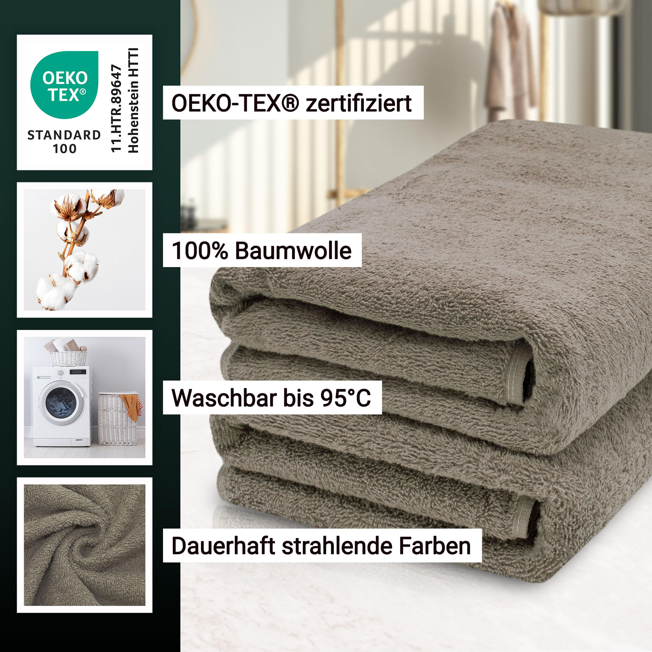 SAUNATUCH, 2er-Set, 70x200 cm, 100% Baumwolle, Braun - Fango, Textil (70/200cm) - Zollner