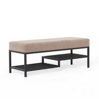 POLSTERBANK STEP 80 cm Schwarz / Beige ,Metallgestell - Beige, Metall (80/45/35cm) - Idohome