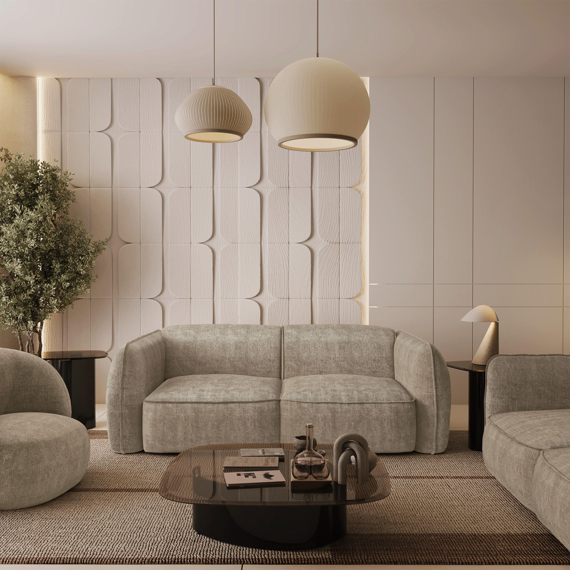 SOFA 4-SITZER Rastervelours Beige 230cm - Taupe, Textil (230/74/90cm) - Sia Home