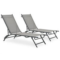 SONNENLIEGEN 2 Stk. Textilene und Stahl - Grau, Metall (53/32.5/180.5cm) - furnicato