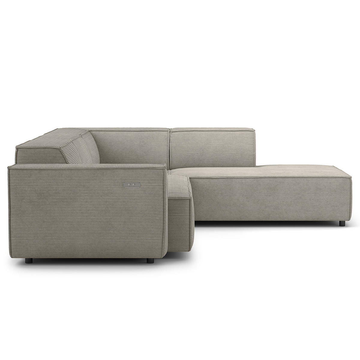 ECKSOFA mit Ottomane - Graubraun/Schwarz, Kunststoff/Textil (260/234cm) - home24
