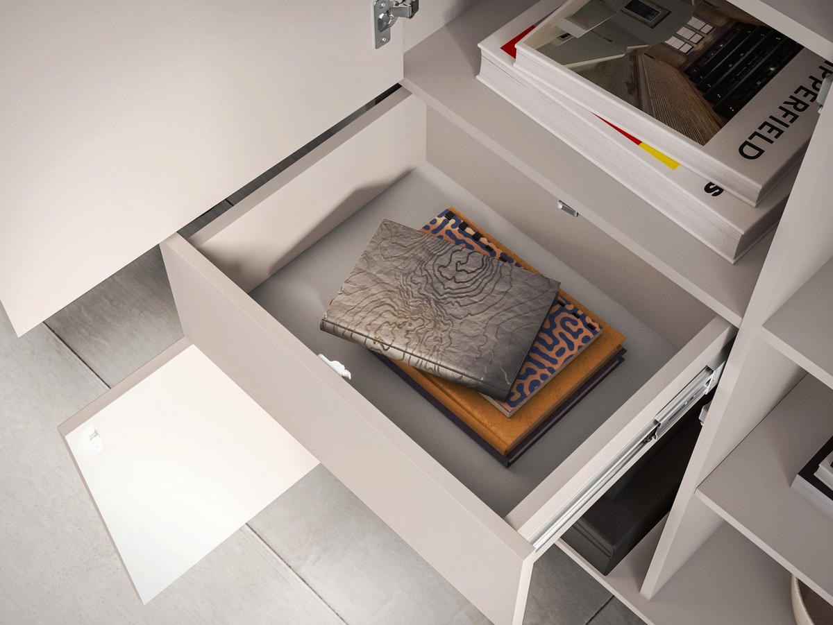 VITRINE Barnee 3-türig Kaschmirgrau, 92 cm - Taupe/Schwarz, Holzwerkstoff/Metall (150/91.6/40cm) - Selsey