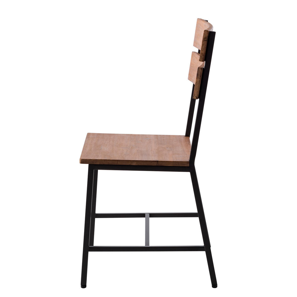 ESSZIMMERSTUHL - 2er-Set - Akazie massiv / Metall - Akazie - Schwarz - Braun, Holz/Metall (47/90/50cm) - home24