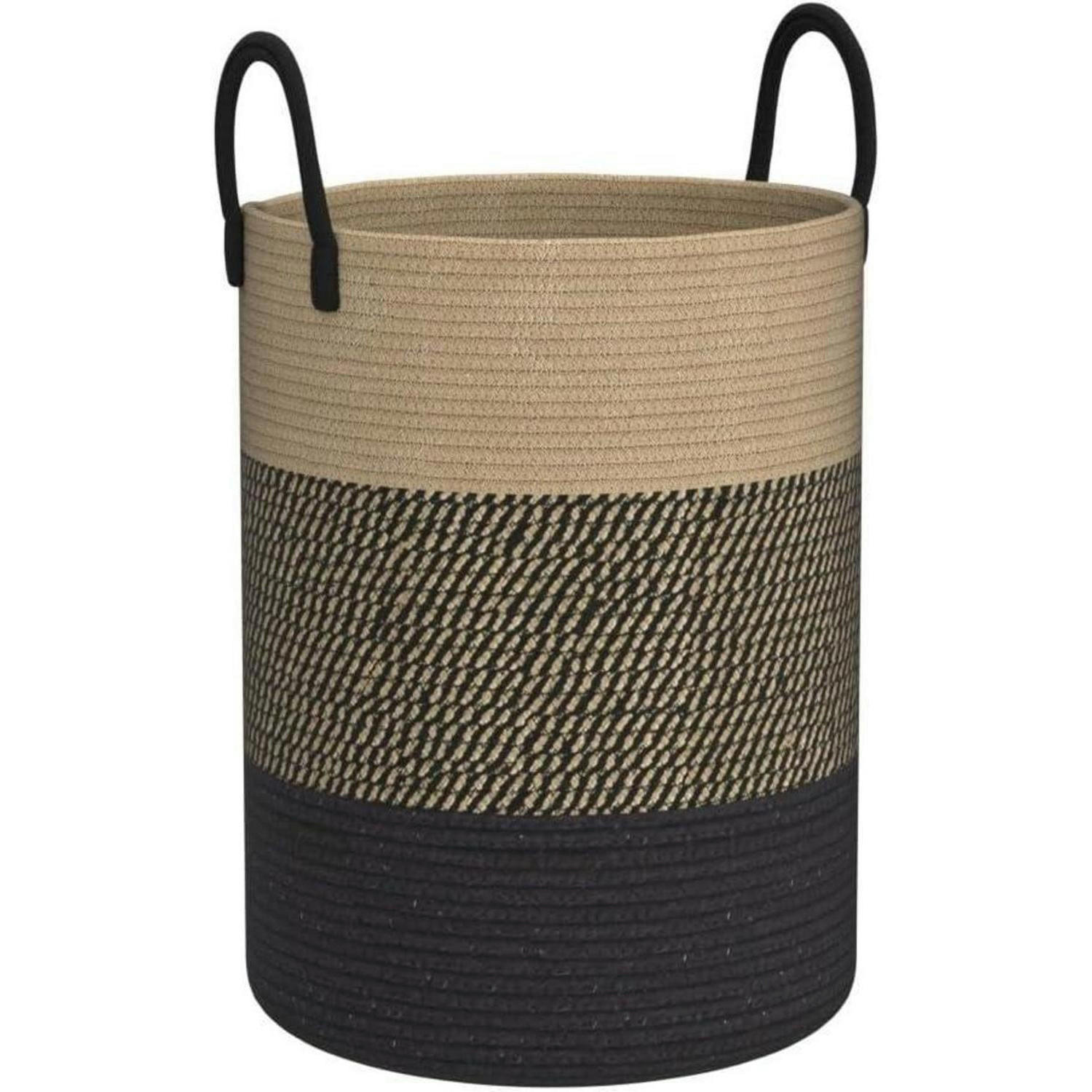 WÄSCHEKORB geflochten Baumwolle Z-Braun Schwarz 38 cm(D)x50 cm(H) - Multicolor, Textil (38/50/38cm)