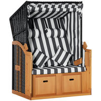STRANDKORB DE-06637 Klapptisch und Nackenrollen Natur/Grau/Weiß - Weiß/Grau, Holz/Kunststoff (118/160/79cm) - ComfortXL