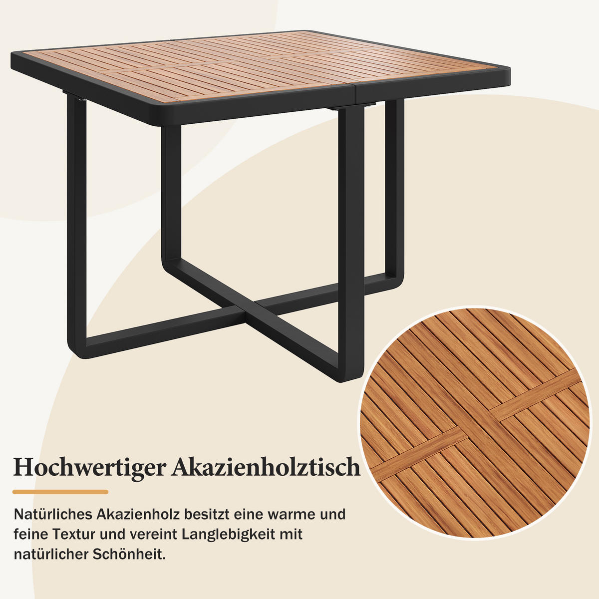 GARTENMÖBEL-SET Modernes 7-tlg. Natur/Beige - Grau, Holz - ComfortXL