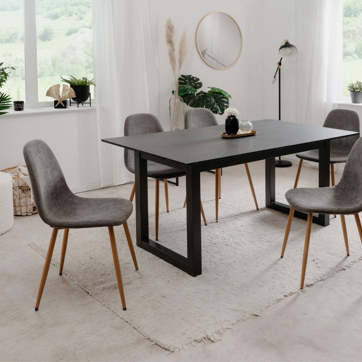 ESSZIMMERSTÜHLE CORD HOLZBEINE 4er set 50/83/50 cm - Grau, Metall (50/83/45cm) - Calicosy