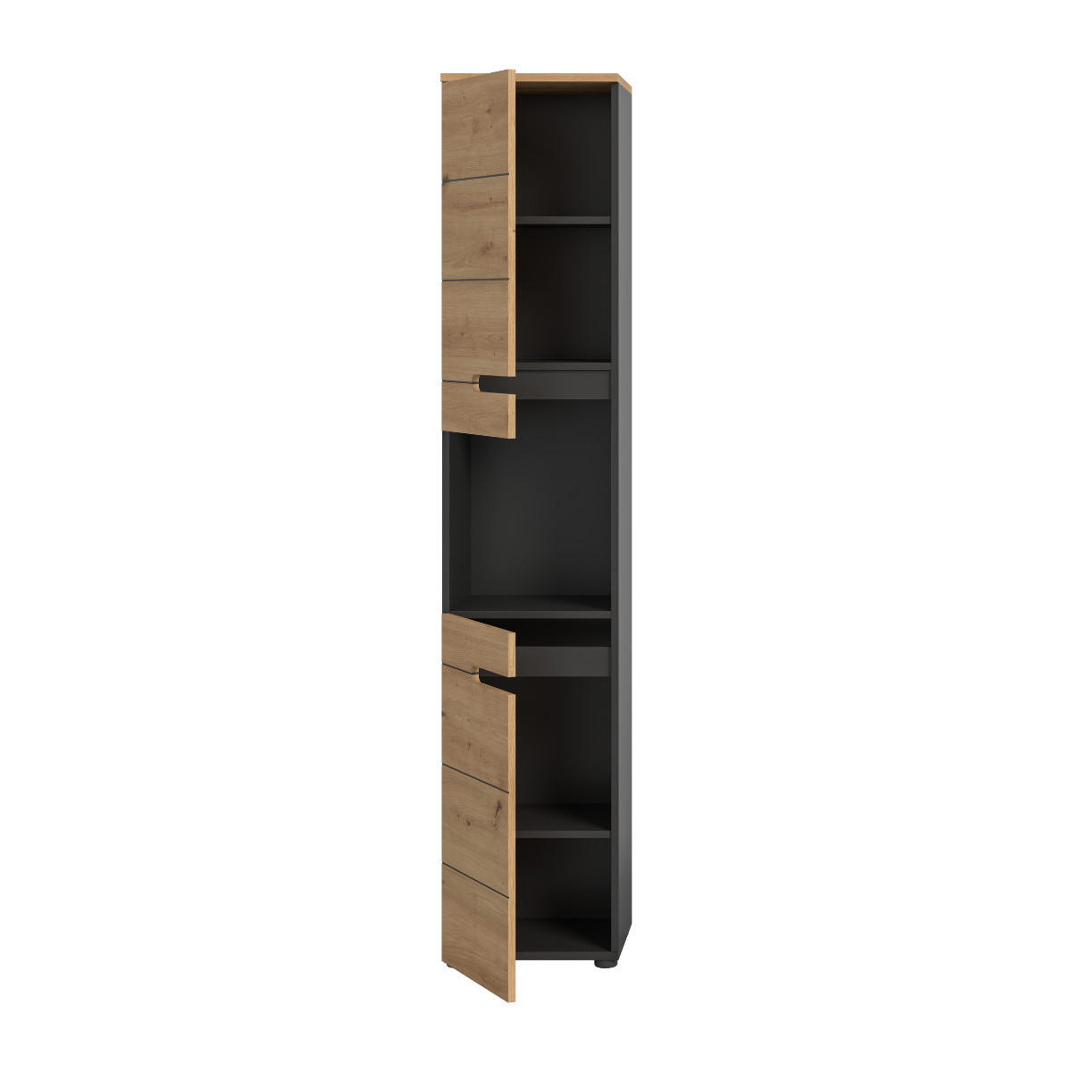 BADEZIMMERSCHRANK mit 2 Türen und 1 Nische 34/193/38 cm - Eschefarben, Holzwerkstoff (34/193/38cm) - Calicosy