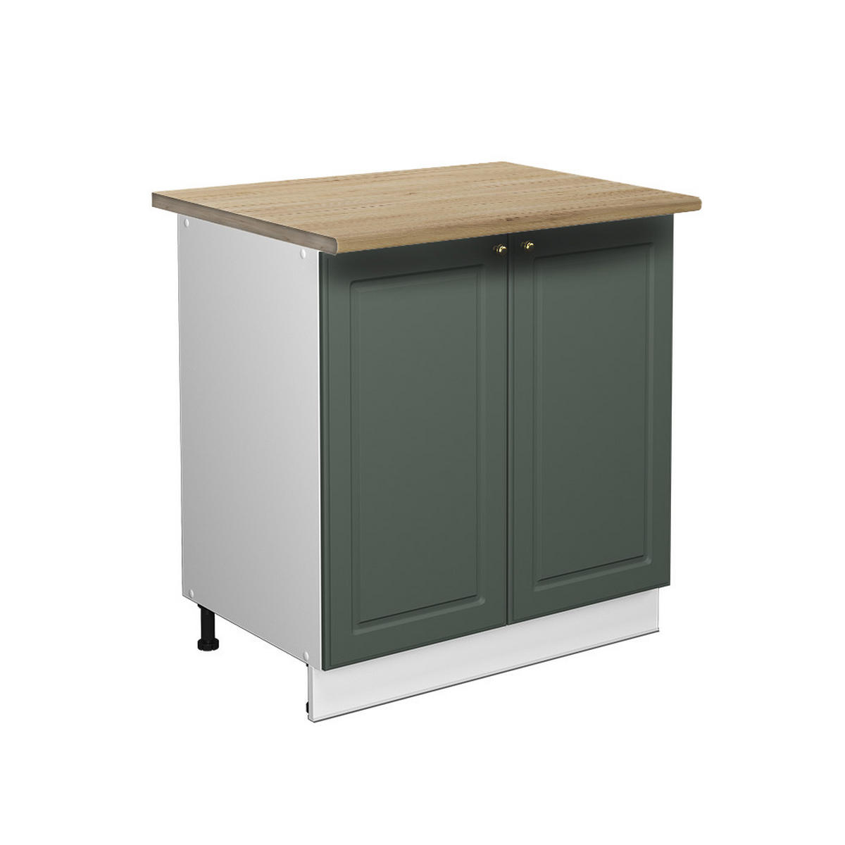 SPÜLENUNTERSCHRANK Fame-Line Grün-Gold Landhaus 80 cm mit Regal AP Eiche - Weiß/Grün, Holzwerkstoff (80/82/60cm) - Vicco